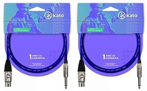 Cabo Microfone Desbalanceado Kato Xlr / P10 -Fêmea- 5m -2pçs