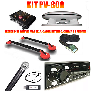 Kit PV800 Caixa Propaganda Fibrasom+ Microfone s/fio + Rádio