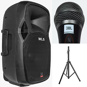 Caixa Acústica Ativa WLS N15 200w + Microfone JBL + Pedestal