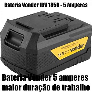 Bateria 18V lítio 5Ah linha intercambiável IBV 1850 VONDER