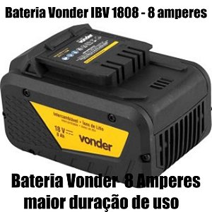 Bateria 18V lítio 8 Ah linha intercambiável IBV 1880 VONDER
