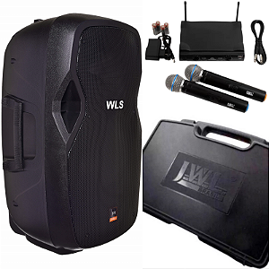 Caixa Acústica WLS S15 BT Ativa  + 2 Microfones sem fio JWL