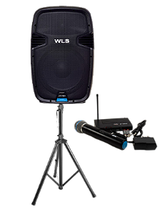 Caixa WLS J12 PRO Ativa + 1 Microfone s/fio de mão +Pedestal