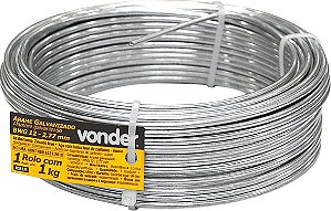 Arame galvanizado comercial BWG 12 2,77 mm VONDER 1 KG