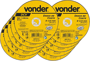 Disco de corte 115,0 mm x 1,0 x 22,23 mm DCV VONDER 10 PÇS