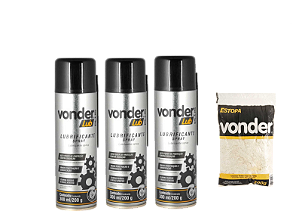 Lubrificante em spray 300 ml/200 g VONDER 3 unid + estopa