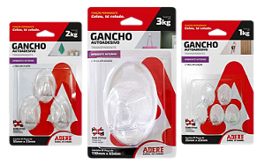 Gancho Autoadesivo Adere Transparente Kit com 9 unidades