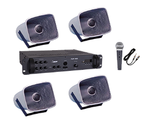 Corneta Balde Fibrasom G 086 - 4 pçs + Amplificador BT + Mic