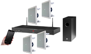 Amplificador AAT AC-1 G2 BT / Wifi - Kit Som 4 Cxs JBL + Sub
