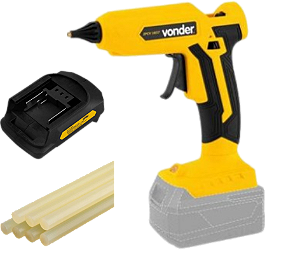 Pistola de cola + adaptador bat Makita LXT VONDER + bastões