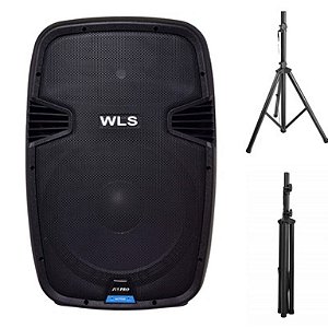 Caixa Acústica WLS  J15 PRO Ativa + 1 Pedestal ST002 1,80m