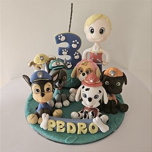 Topo de Bolo cachorrinhos desenho
