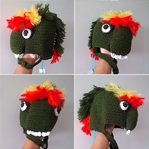 Touca dinossauro crochê opções