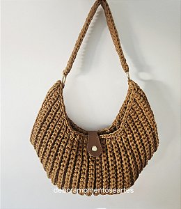 Bolsa de crochê baguete alça de ombro