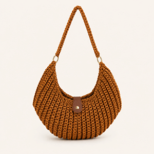 Bolsa de crochê baguete alça de ombro