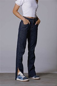 CALÇA JEANS ESCURA RETA ABERTURA LATERAL COMFORT 5774 ALCANCE