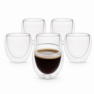 Kit 6 Copos de Café Parede Dupla Vidro Borossilicato 90 ml