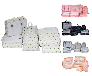 ORGANIZADOR PARA MALA DE VIAGEM KIT 7 PEÇAS ESTAMPADO