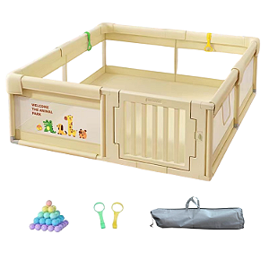 Cercadinho Infantil Grade de Proteção Com Porta 1.80x1.20cm Amarelo com Desenhos