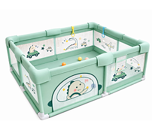 Cercadinho Infantil Grade de Proteção 1.80 x 1.50cm Verde Dinossauro