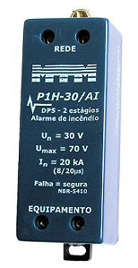 Protetor de surto DPS hibrido, 20 kA, rede de dados, 2 vias, 30 V - alarme inc, conexao borne, trilho DIN - MTM