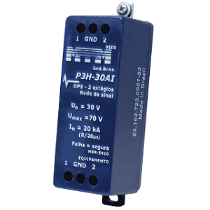 Protetor de surto, DPS hibrido, 20 kA, rede dados, 3 vias + GND, 24 V - alarme de inc. - conexao borne, trilho DIN - MTM