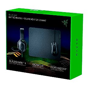 Kit Gamer Razer Battle Bundle, Mouse Gamer DeathAdder V2 + Headset Gamer BlackShark V2 X + Mousepad Gigantus V2