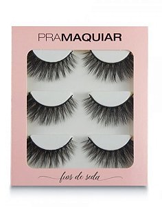 Kit 3 Pares Cilios Postiços Pramaquiar  Fio De Seda - Adhara