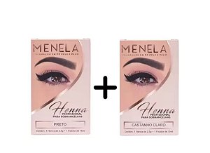 Kit Henna Sobrancelha Menela Preto + Castanho Claro