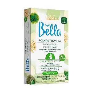 FOLHAS DEPILATÓRIA CORPORAL DEPBELLA CHA VERDE+AVEIA 16FLS