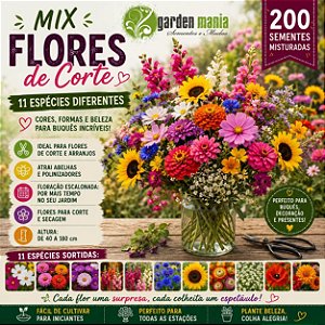 Mix 200 Sementes de Flores de Corte Sortidas - Cores Vibrantes e Alta Floração