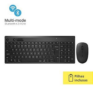 Kit Teclado e Mouse Sem fio Bluetooth+2.4Ghz Branco Rapoo RA004