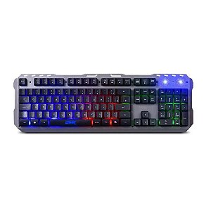 Teclado Gamer Multilaser GK300 Base Metálica Preto Led Raibow TC260