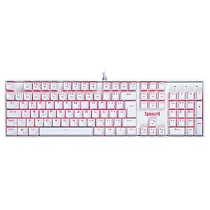 Teclado Redragon Mecânico Gamer Mitra Lunar White K551W Single Color Vermelho Switch Black