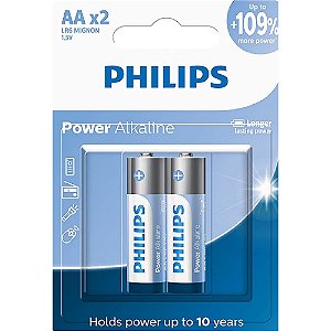 Pilhas Alcalinas AA Philips c/ 2 unds