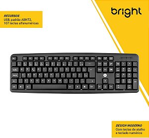 Teclado Bright Preto USB (0014)