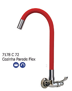Torneira Bica Movel Flex Vermelho Parede 7178 C72