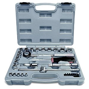Jogo de Soquetes Estriados 1/2″ – 31 Peças