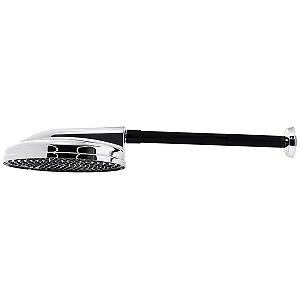 Ducha Pvc Astra Preto e Prata com Crivo Removivel de 8" e Braço de 30cm