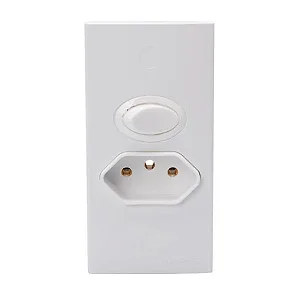 Sleek para Moveis - Conjunto com Interruptor Paralelo e Tomada 2P+T 10A Branco
