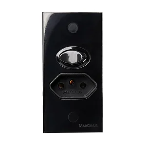 Sleek para Moveis - Conjunto com Interruptor Paralelo e Tomada 2P+T 10A Preto Ebony