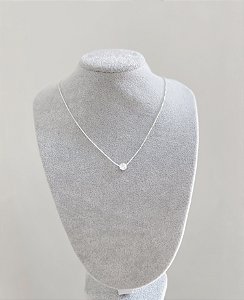 Colar de prata ponto de luz cristal corrente veneziana 50cm