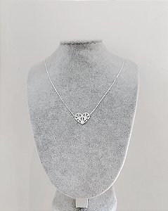 Colar de prata coração formato diamante corrente 50cm atacado