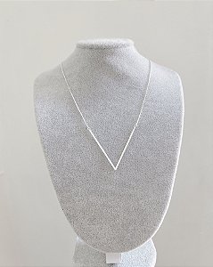 Colar de prata em v corrente veneziana  50cm  atacado
