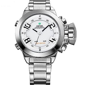 Relógio Masculino Weide AnaDigi WH-1008 - Prata e Branco