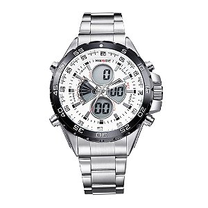 Relógio Masculino Weide AnaDigi WH-1103 - Prata e Branco