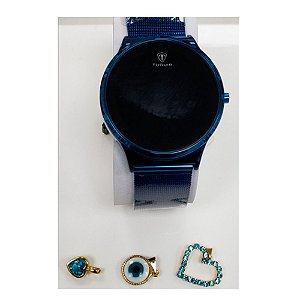 Kit Relógio Feminino Tuguir Digital TG107 - Azul com Brinde