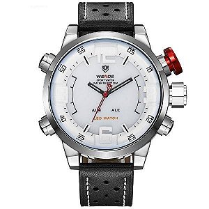 Relógio Masculino Weide AnaDigi WH-5210 - Preto, Prata e Branco