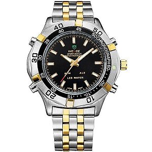 Relógio Masculino Weide Anadigi WH-905 Prata e Dourado