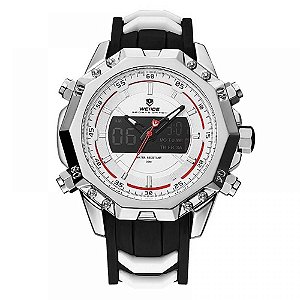 Relógio Masculino Weide AnaDigi WH-6406 - Prata, Preto e Branco
